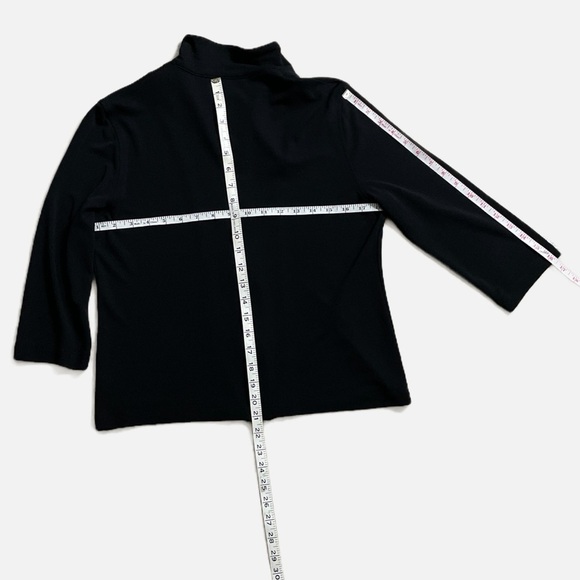 Evan-Picone Slinky Blazer Zip Front Size Large Black 3/4 Sleeves Formal Classic - Picture 9 of 10